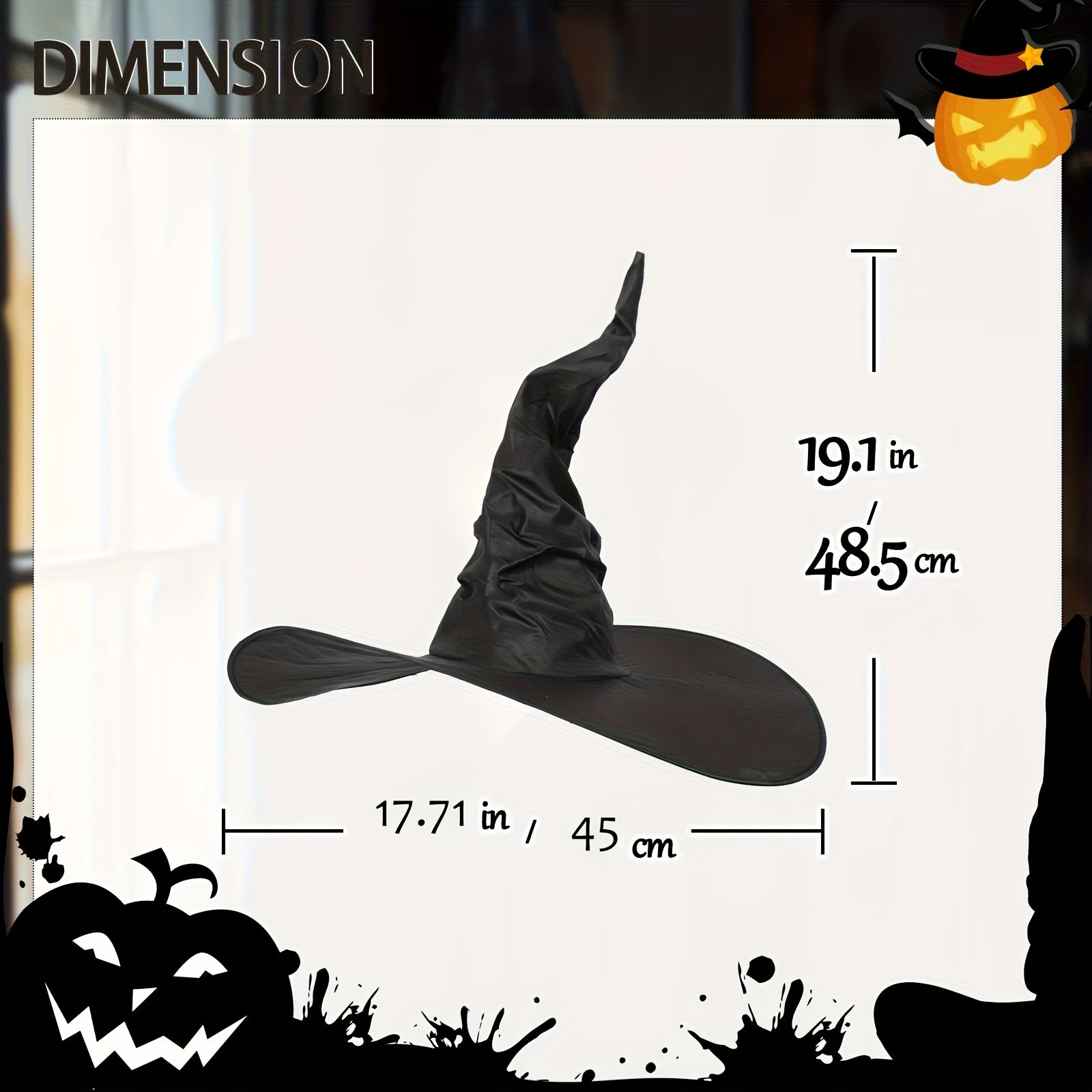 Halloween Witch Hat Glass Wizard Hat Adult Size Women's Costume Party