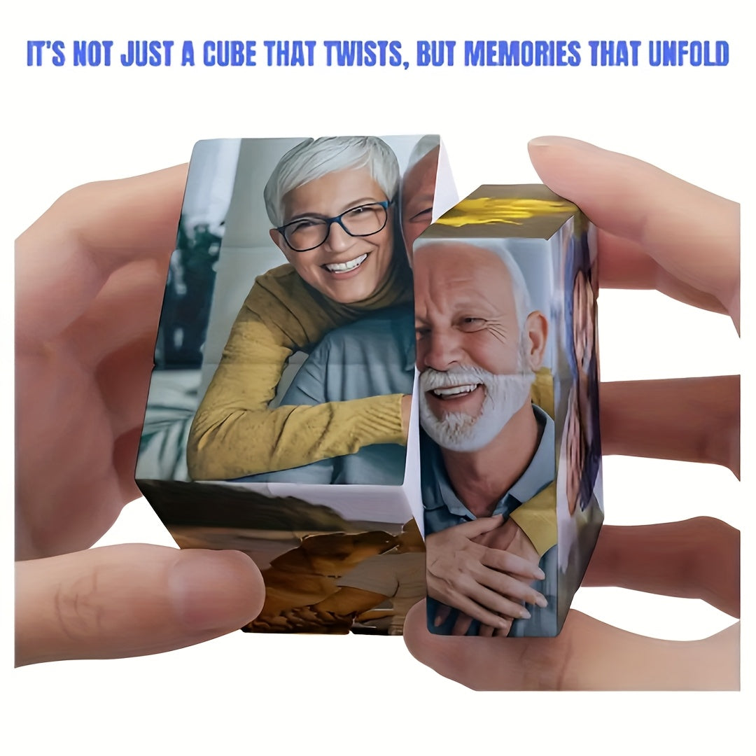 Personalized 3D Rotating Photo Cube Puzzle Gift
