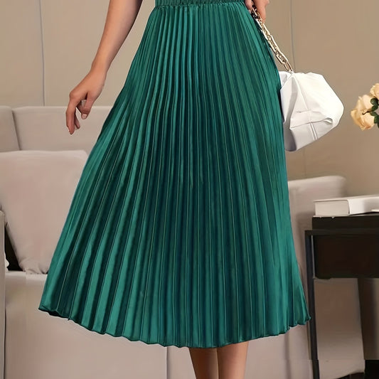 Pleated Elastic Waist Skirt for Women