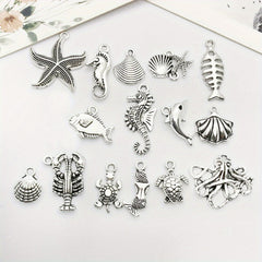 15pcs Tibetan Silver Metal Charms Pendants DIY For Jewelry Making