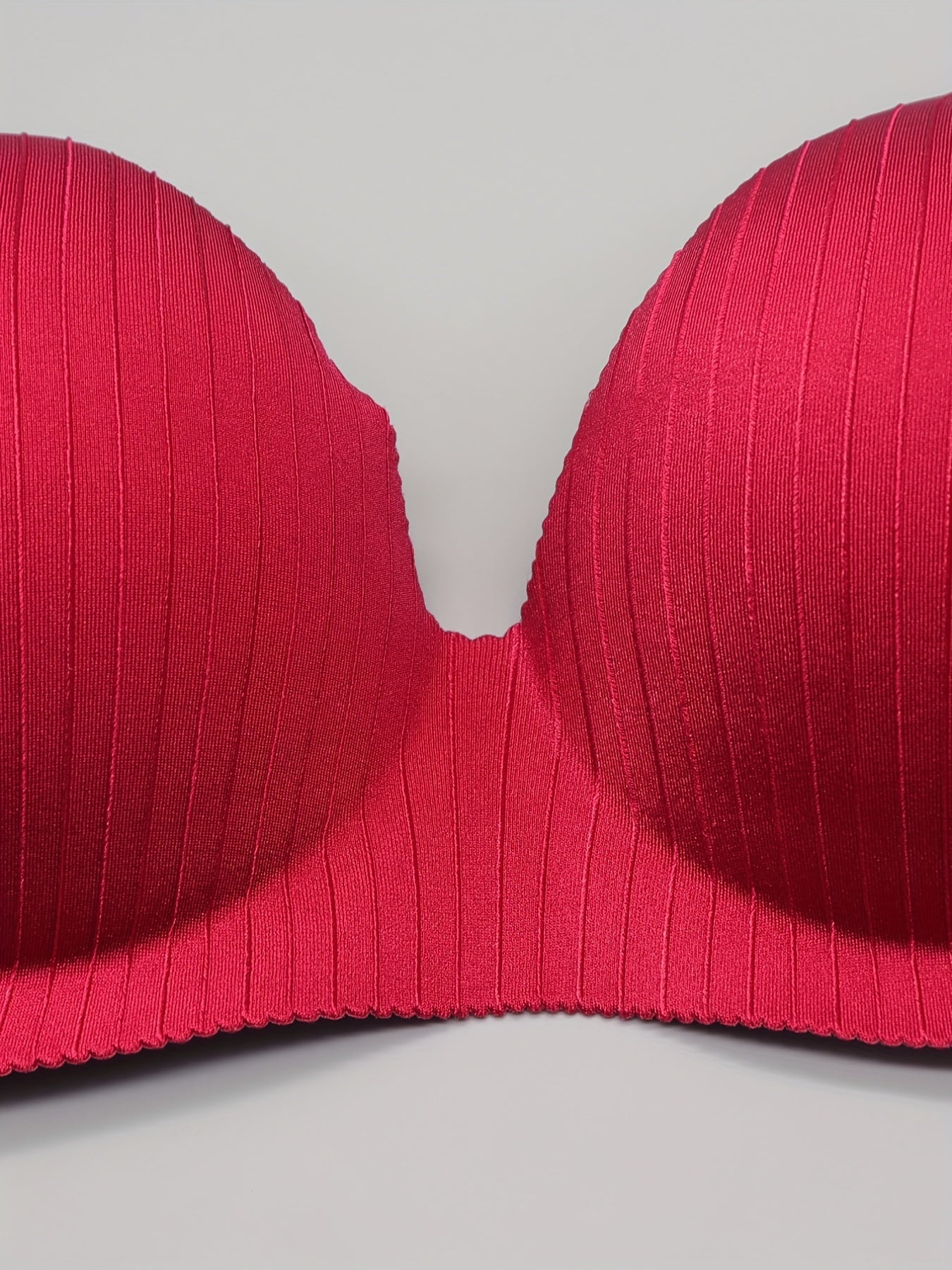3pcs Stripe Print Glossy Push Up T-shirt Bras Women's Lingerie