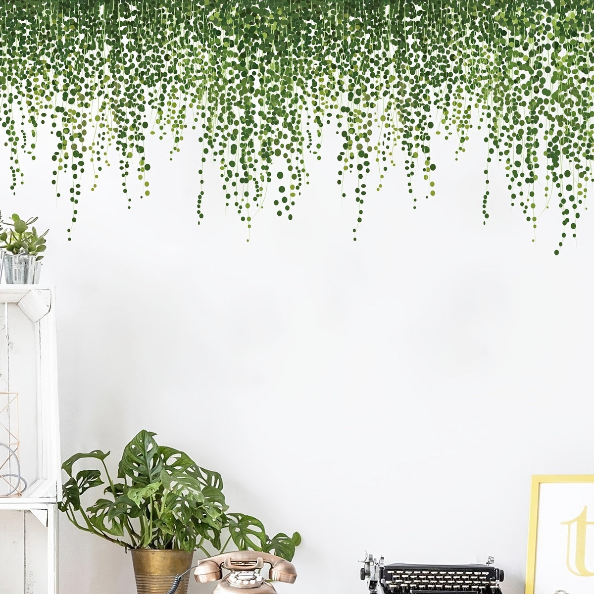 1pc Long Green Vine Decorative Sticker DIY Set
