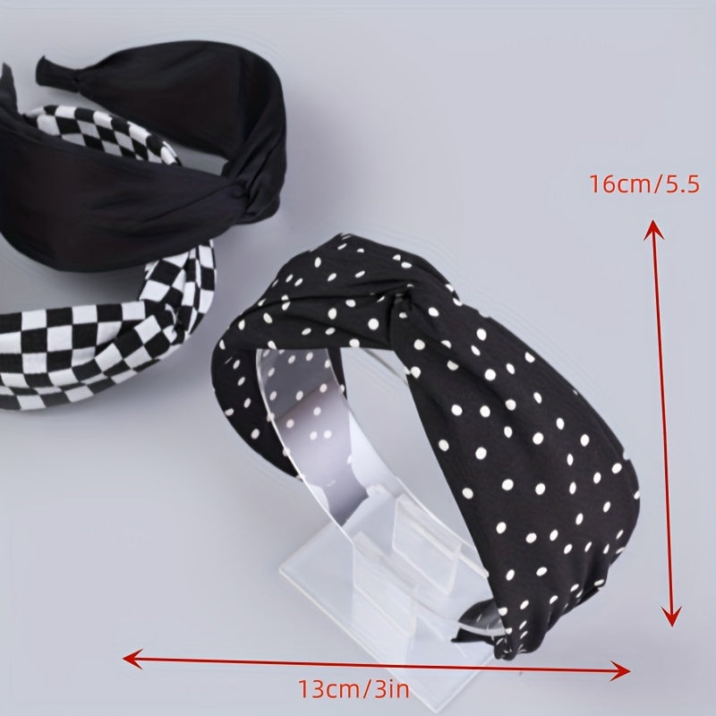 Polka Dot Checkered Headband Hair Band for Women Girls