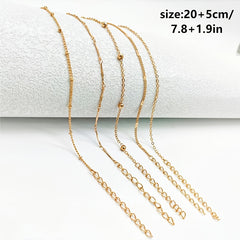 5pcs Round Beaded Layered Anklet Set - Minimalist Foot Jewelry