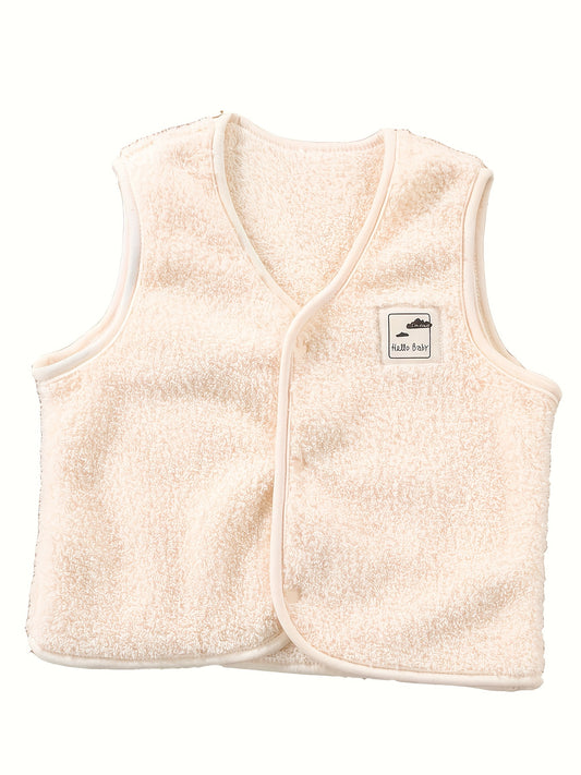 Toddler Girls Plush Button Vest Top Kids Clothes