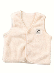 Toddler Girls Plush Button Vest Top Kids Clothes