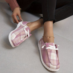 Women's Plaid Canvas Shoes Casual Sneakers Lace Up Outdoor All Match