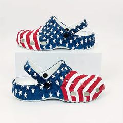 Men's Flag Pattern Slip On Platform Clogs