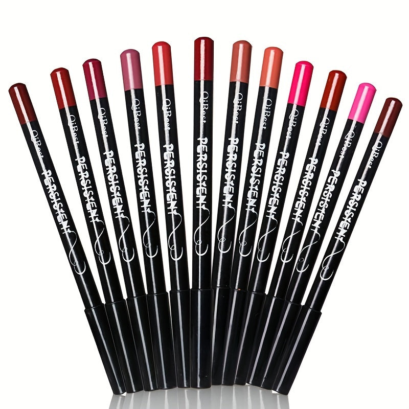 12 Colors Matte Lip Liner Pencil Set Waterproof Long Lasting Velvet Lip Liners