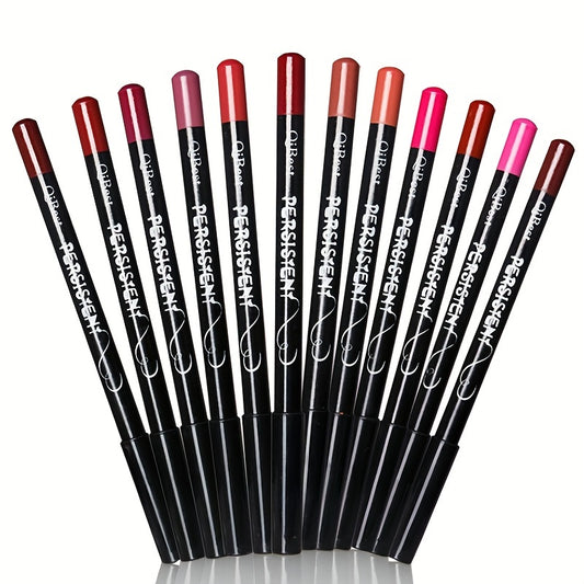 12 Colors Matte Lip Liner Pencil Set Waterproof Long Lasting Velvet Lip Liners
