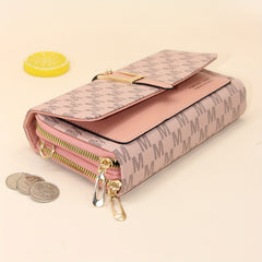 Letter Print Crossbody Bag Double Zipper Wallet Mobile Coin Purse