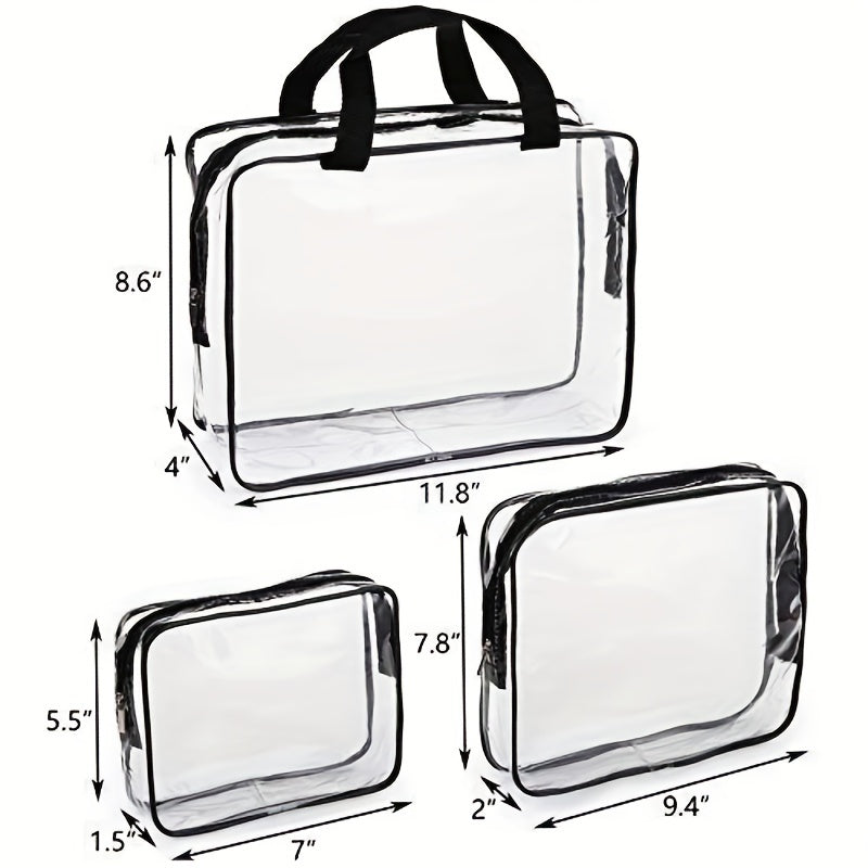 Clear Makeup Bag Waterproof Travel Toiletry Bag With Handle and Zipper