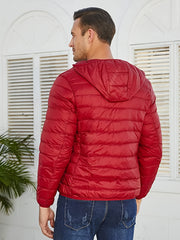 Men's Casual Lightweight Red Down Jacket with Hood