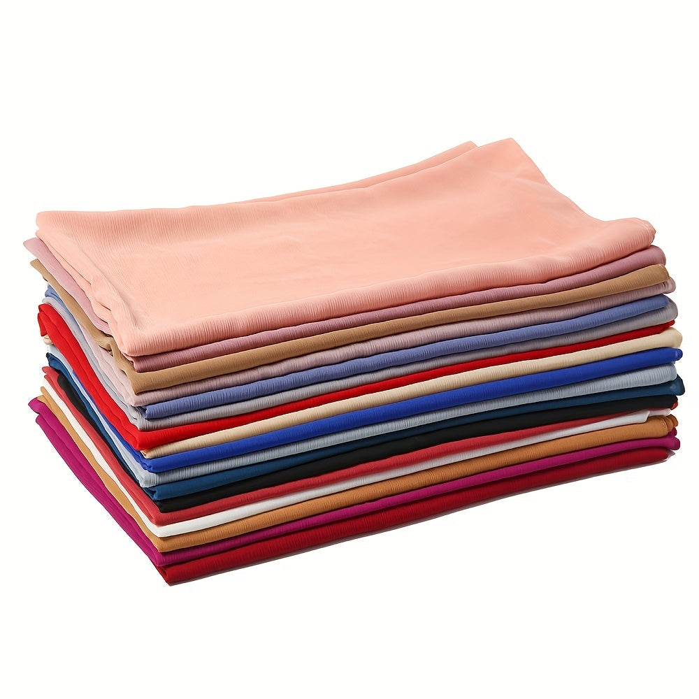 Crinkle Chiffon Hijab Solid Scarf Shawl Windproof Head Wrap Turban