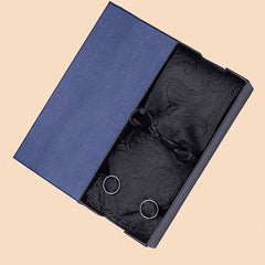 Men's Jacquard Woven Tie Set With Pocket Square & Cufflinks