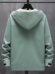 Men's Hooded Solid Windbreaker Jacket