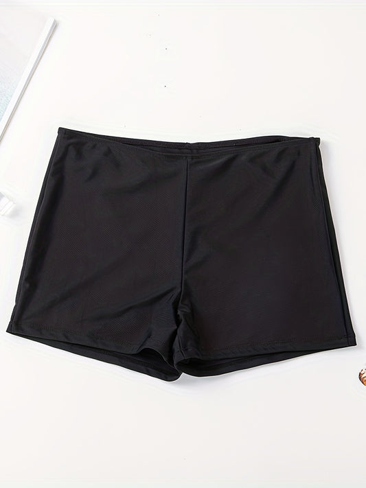 Solid Stretchy Swim Suit Bottoms Elastic Waistband Boxer Trunks