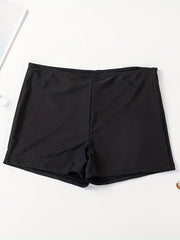 Solid Stretchy Swim Suit Bottoms Elastic Waistband Boxer Trunks