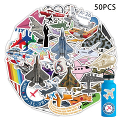 50pcs Aircraft Waterproof Decals For Bottles Laptop Luggage