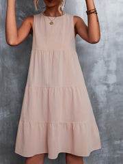 Sleeveless Swing Cake Dress Casual Solid Summer Dresses Women