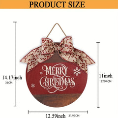 Christmas Wreath Hanging Sign Rustic Burlap Wooden Holiday Decor