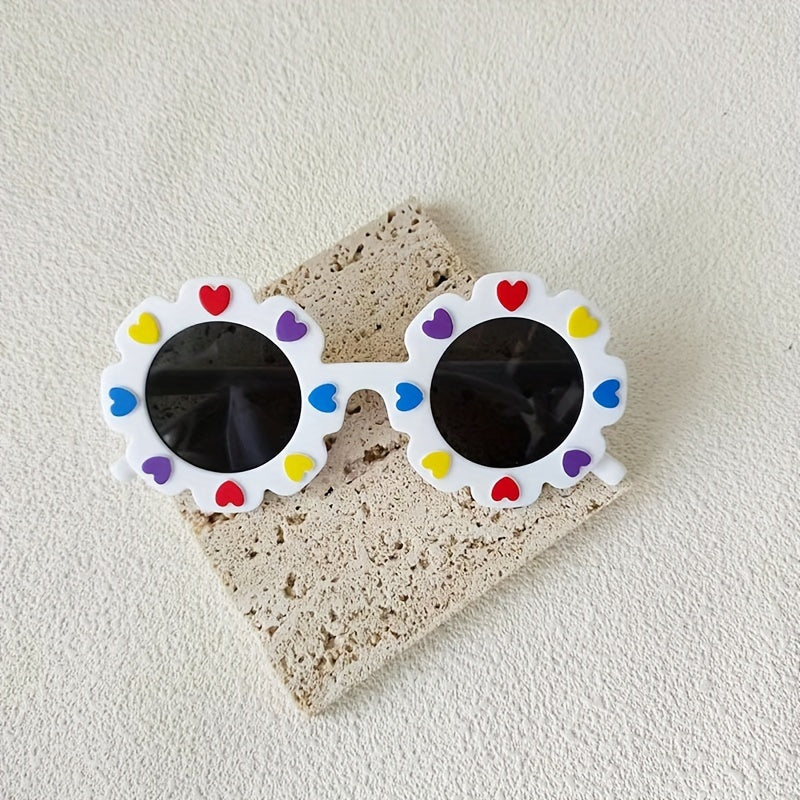 Heart Pattern Round Sunglasses for Girls and Boys