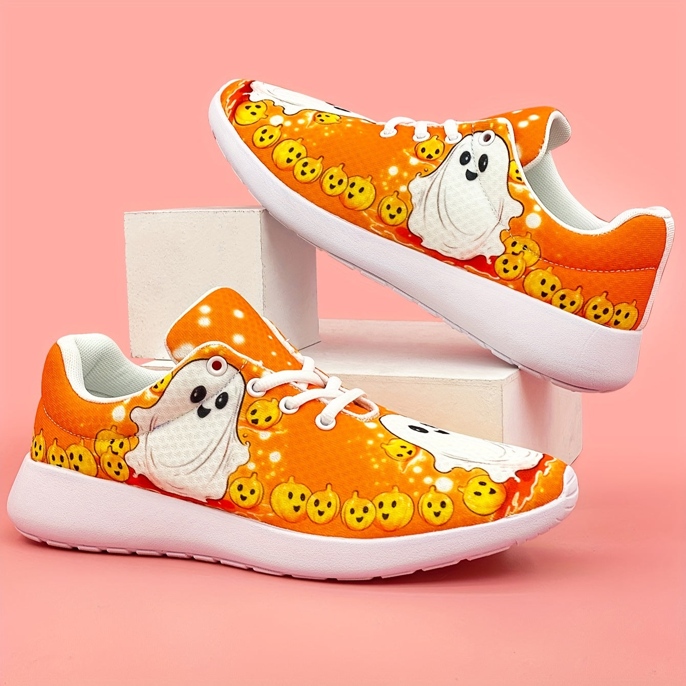Halloween Pumpkin Ghost Print Sneakers