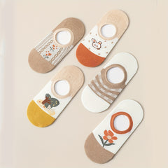 5pairs Cartoon Flower Little Rabbit Children's Non-slip Ankle Socks
