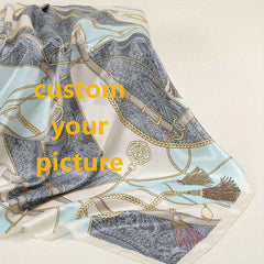 Custom Photo Print Square Scarf Lightweight Breathable Fabric Gift for Sister