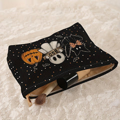 Cartoon Cat Corduroy Storage Bag for Halloween Makeup