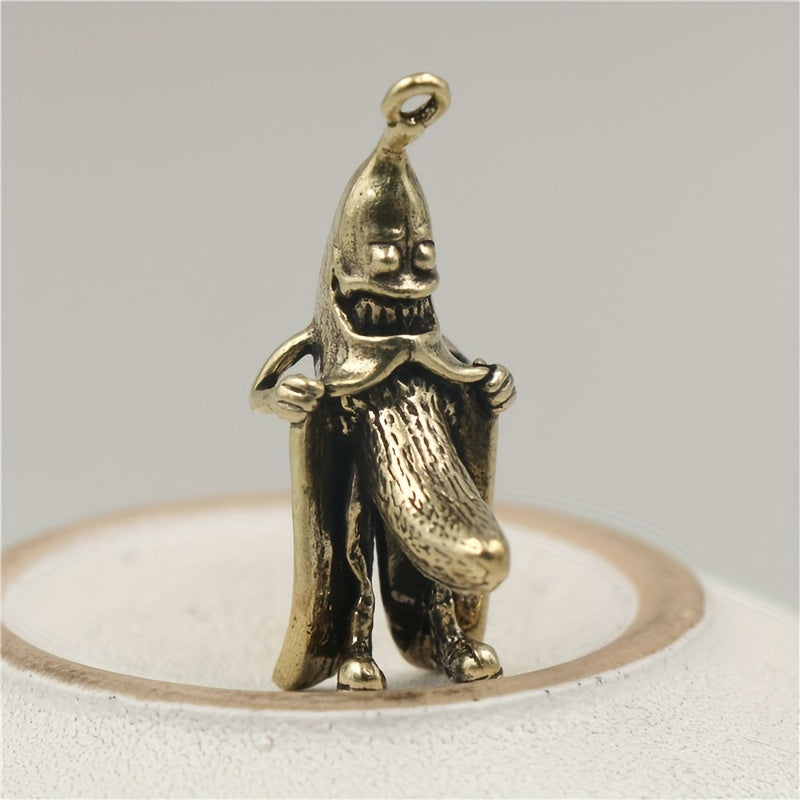 Brass Mini Banana Man Keychain Pendant for Luggage