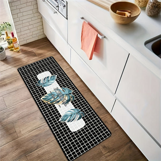 Lattice Print Rug Leaf Pattern Decorative Carpet for Bedroom Living Room