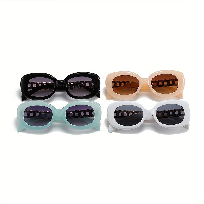 Y2K Oval Sunglasses For Women Men Hiphop Jelly Chain Charm Glasses UV400