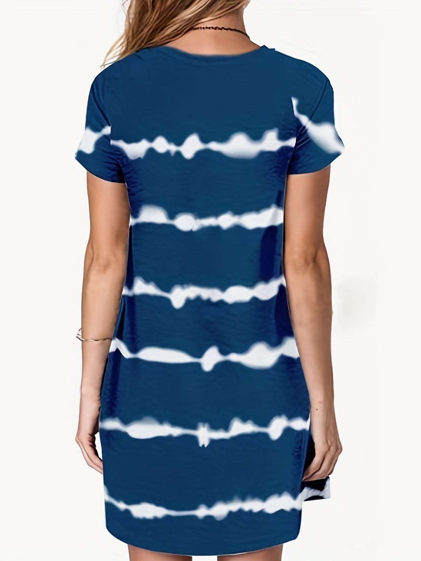 Women's Striped Short Sleeve Tee Dress