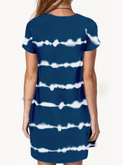  Women's Striped Short Sleeve Tee Dress