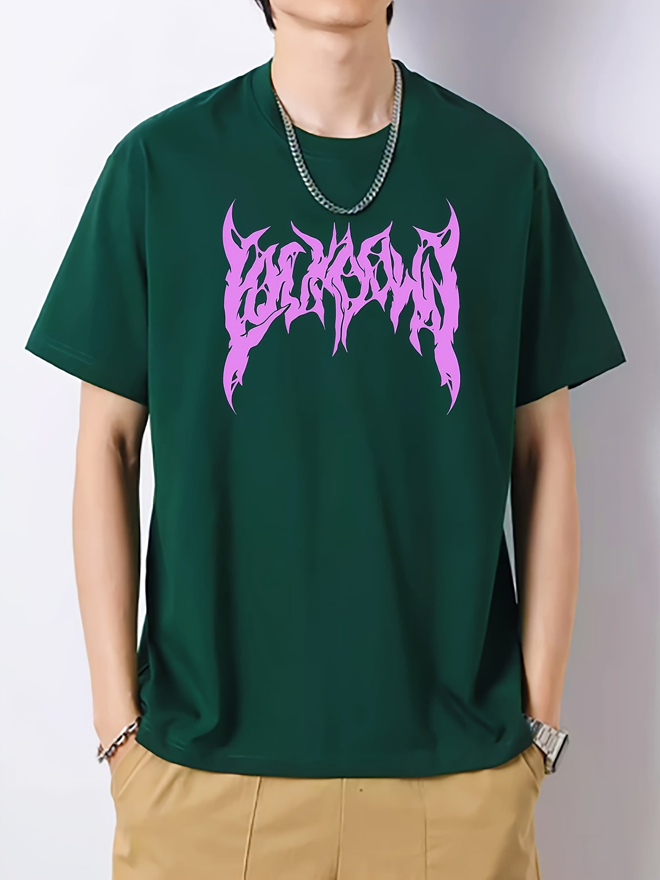 Men's Slim Fit T-shirt Creative Letters Print Spring Summer Top