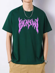 Men's Slim Fit T-shirt Creative Letters Print Spring Summer Top