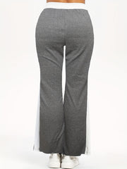 Women's Plus Colorblock High Rise Elastic Drawstring Flared Leg Trousers