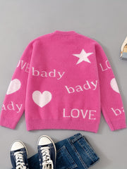 Girls' Knitted Pullover Soft Fleece Warm Sweater
