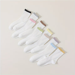 10 Pairs Colorblock Crew Sports Socks Women's Stockings