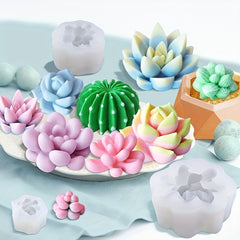 9pcs 3D Silicone Succulent Plant Chocolate Molds Baking Tool