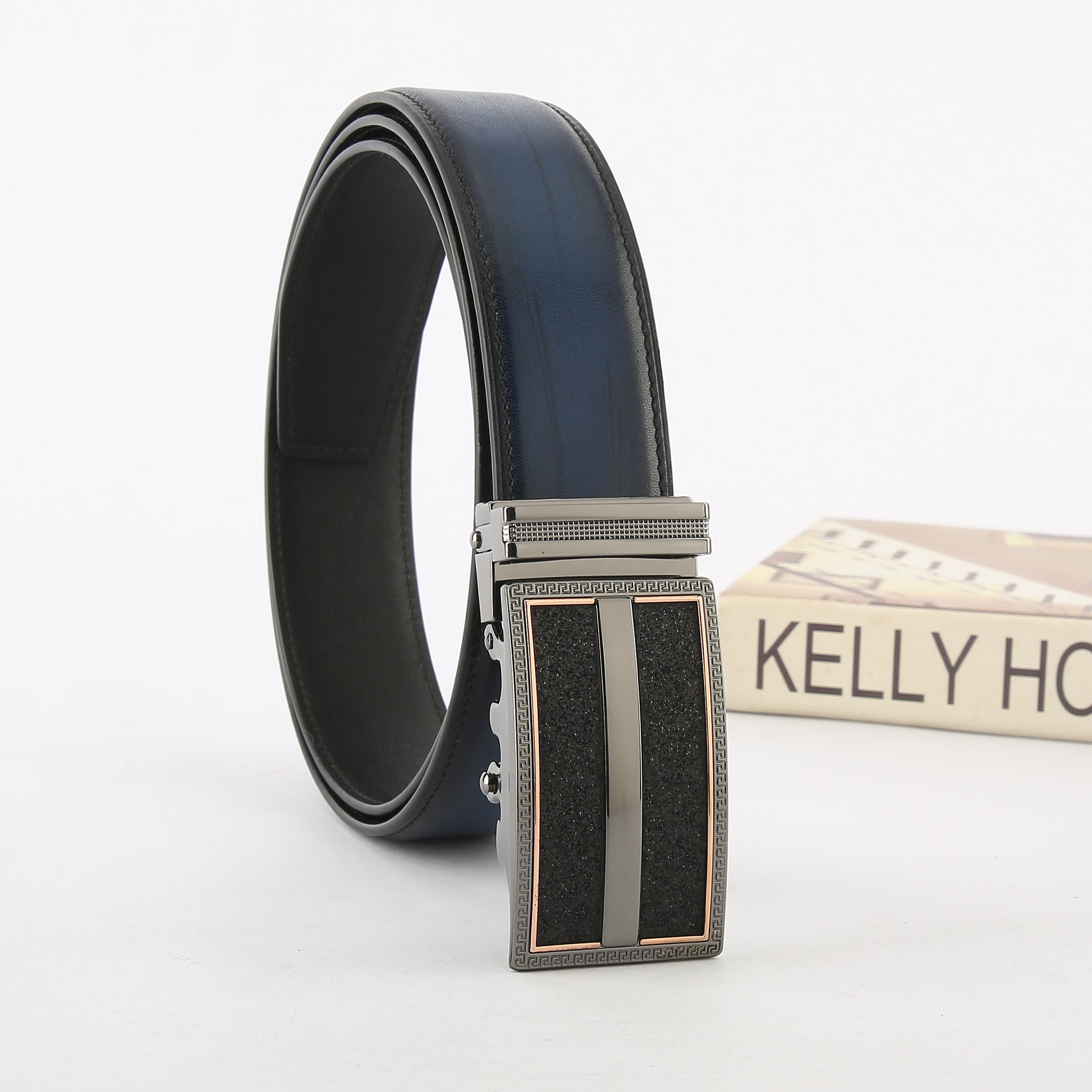 Men's Leather Belt Automatic Buckle Business Suit Waist Strap