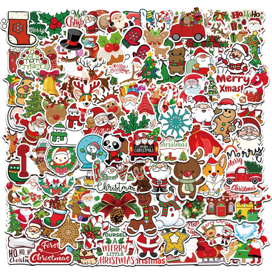 100pcs Christmas Doodle Stickers for Phones, Journals