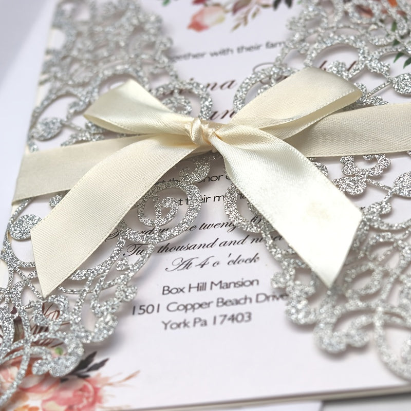 10pcs Laser Cut Invitation Cards for Weddings Birthdays Events Vintage Postcards
