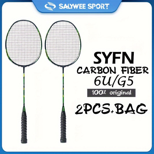 2pcs Carbon Fiber Badminton Rackets - Ultralight for Training