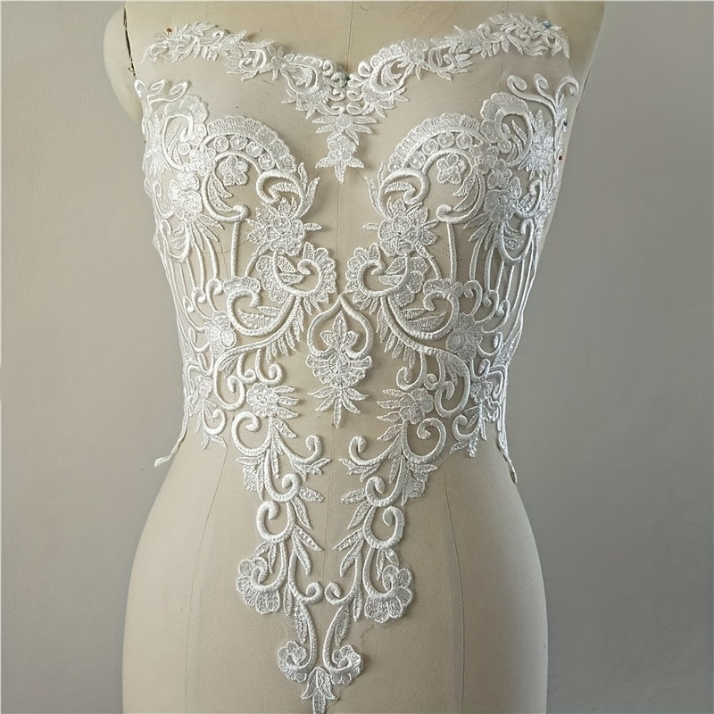 Flower Sequin Hollow Embroidery Lace Wedding Bridal Patch DIY