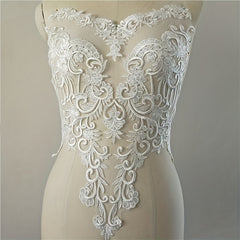 Flower Sequin Hollow Embroidery Lace Wedding Bridal Patch DIY