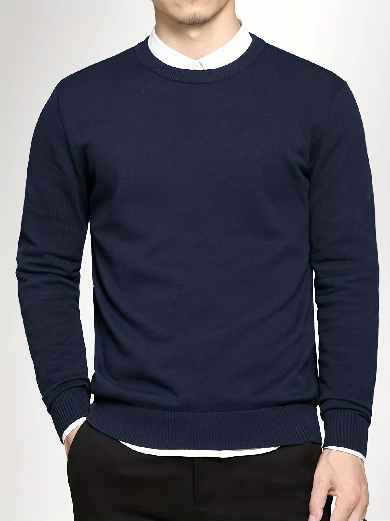 Men's Knitted Crew Neck Pullover Sweater