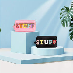 2 Pcs Nylon Cosmetic Bag Waterproof Makeup Pouch Zipper Travel Toiletries Pouch