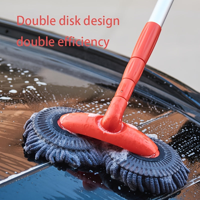 Car Rotating Car Wash Mop Retractable Soft Brush Dual Head Cleaning